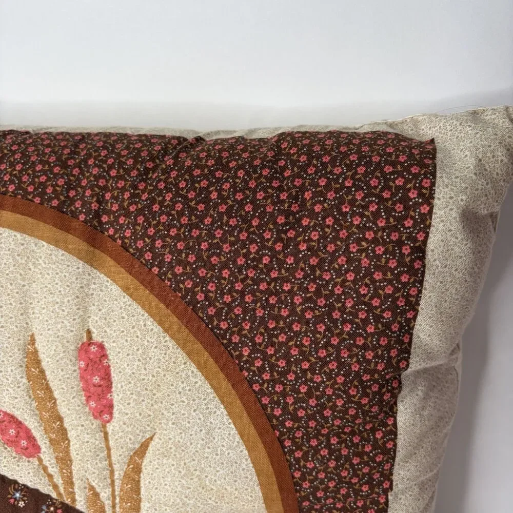 Throw Pillow Quilted Duck Brown Neutral Cabincore Country Farmhouse Cottagecore